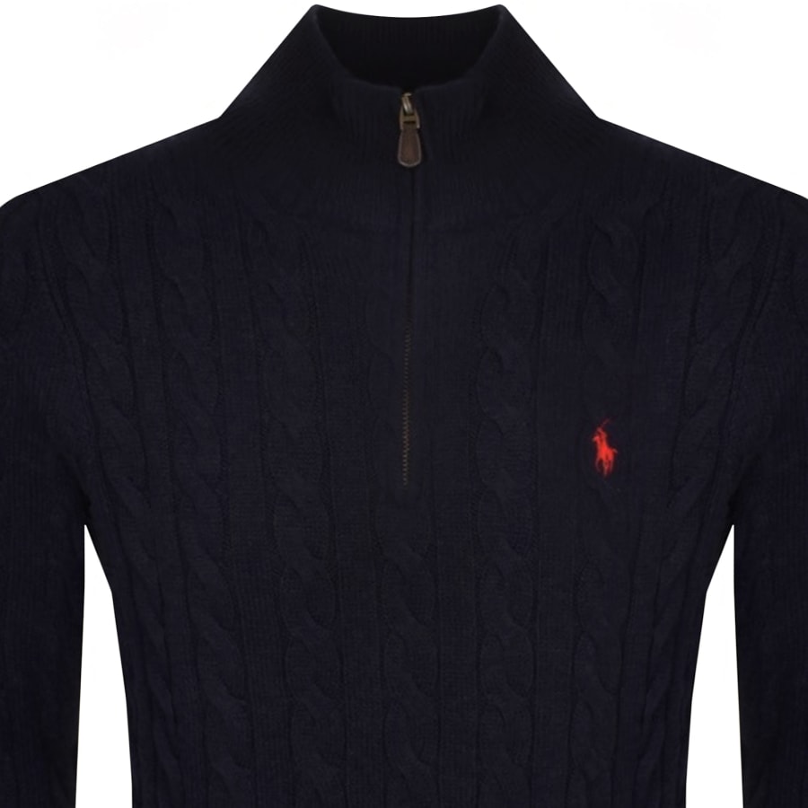Ralph Lauren Cable Knit Wool and Cashmere Half Zip Sweater